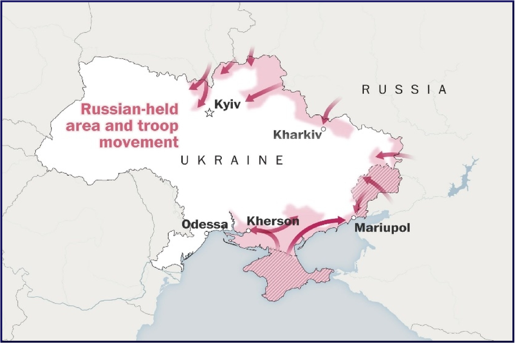 Map of Russian Invasion, March 25, 2022